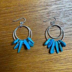 New Turquoise & Sterling Silver Double Ring Earrings